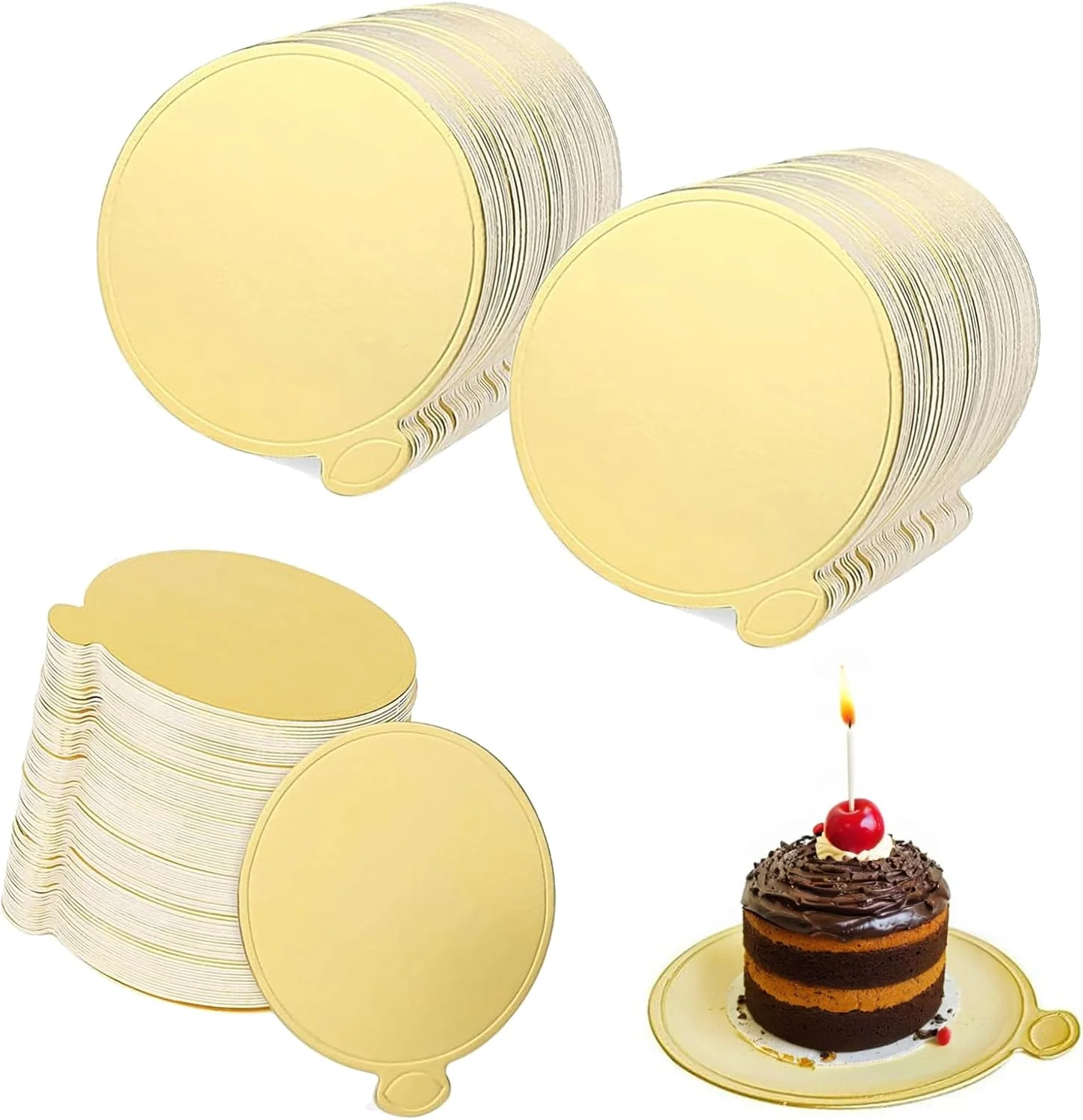 100 عدد تخته کیک مینی طلایی 9 سانتی متری، پایه عالی برای موس و کاپ کیک، روکش براق و زیبا برای تزئین شیرینی، لوازم پخت شیک برای استفاده خانگی و حرفه ای 100 عدد تخته کیک مینی طلایی 9 سانتی متری، پایه عالی برای موس و کاپ کیک، روکش براق و زیبا برای تزئین شیرینی، لوازم پخت شیک برای استفاده خانگی و حرفه ای