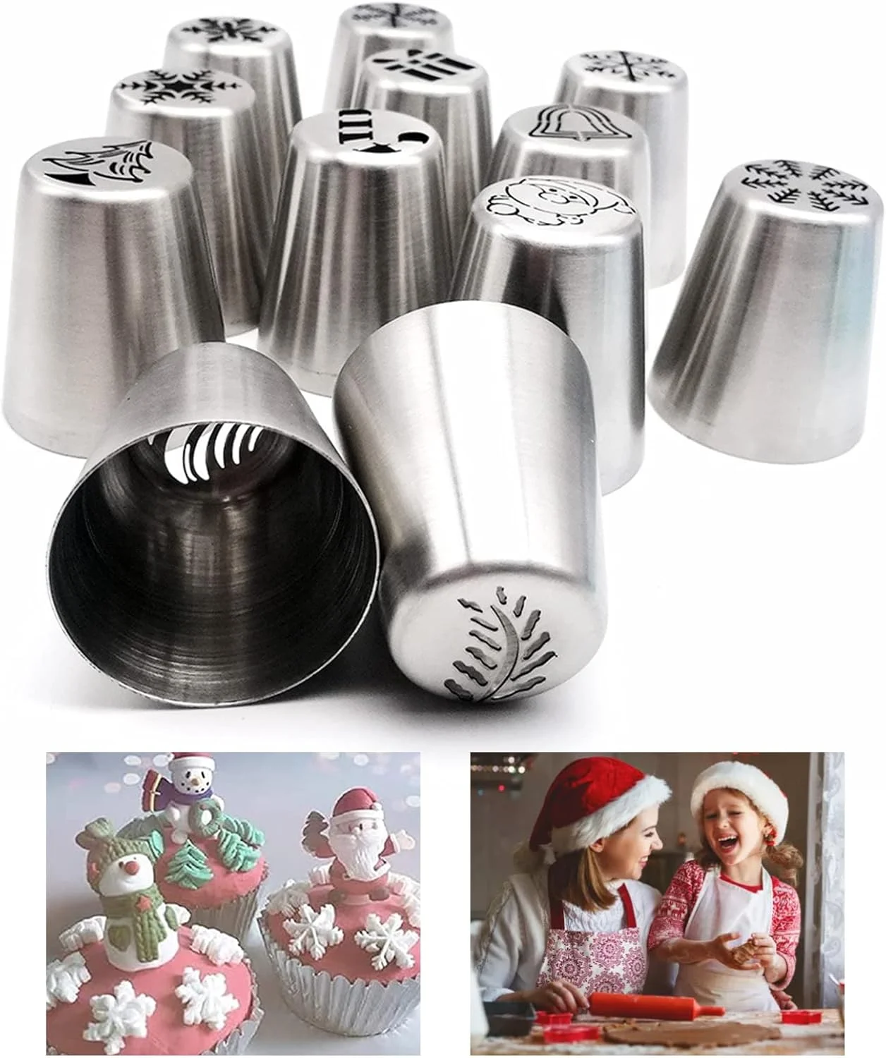 ست 13 عددی ابزار تزئین خامه کیک، نوک های تزئین فوندانت شیرینی پزی، مناسب برای لوازم جشن تولد