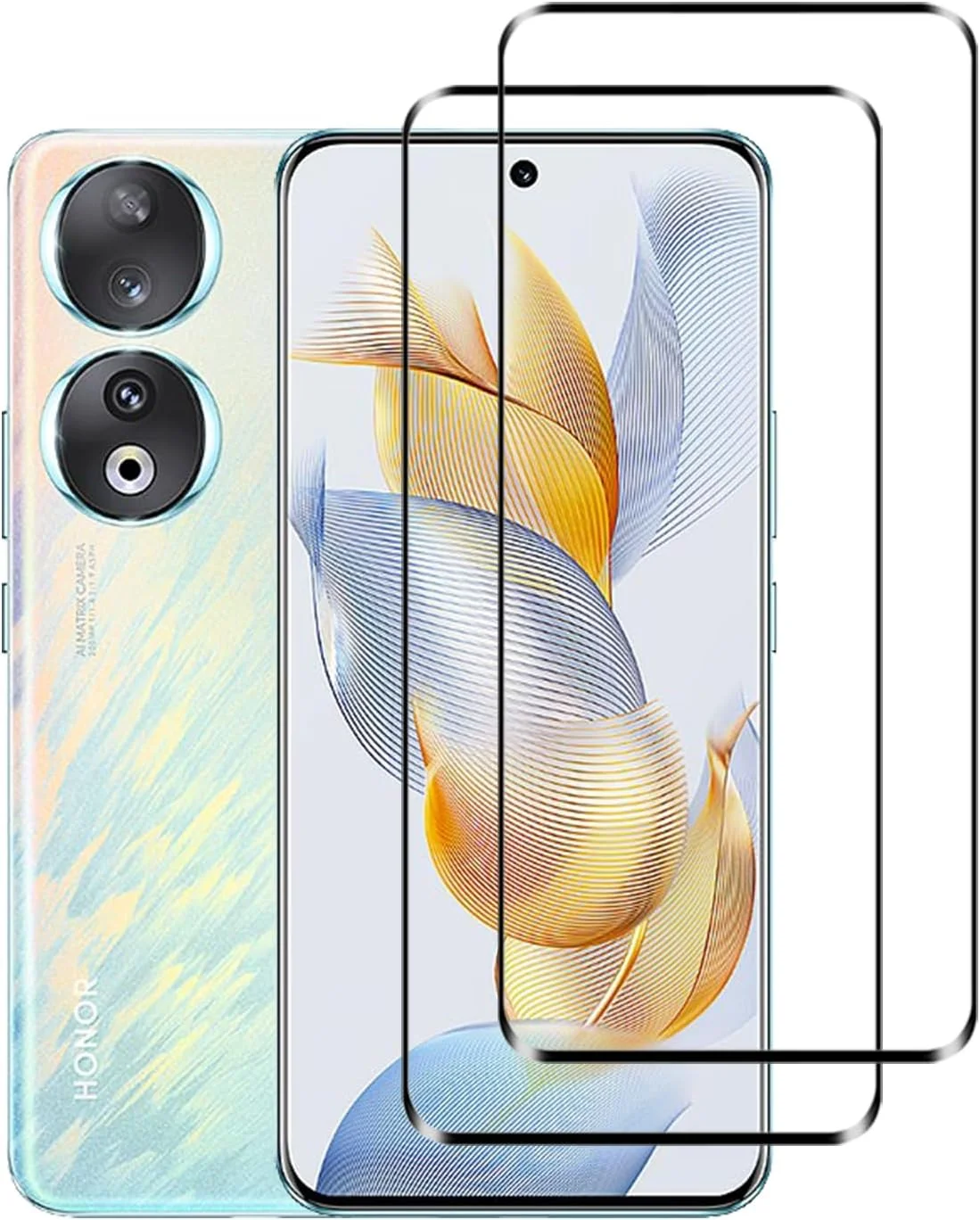 محافظ صفحه نمایش شیشه ای EasyLifeGo برای گوشی Honor 90 5G، پوشش کامل HD ضد خش بدون حباب [2 عدد]