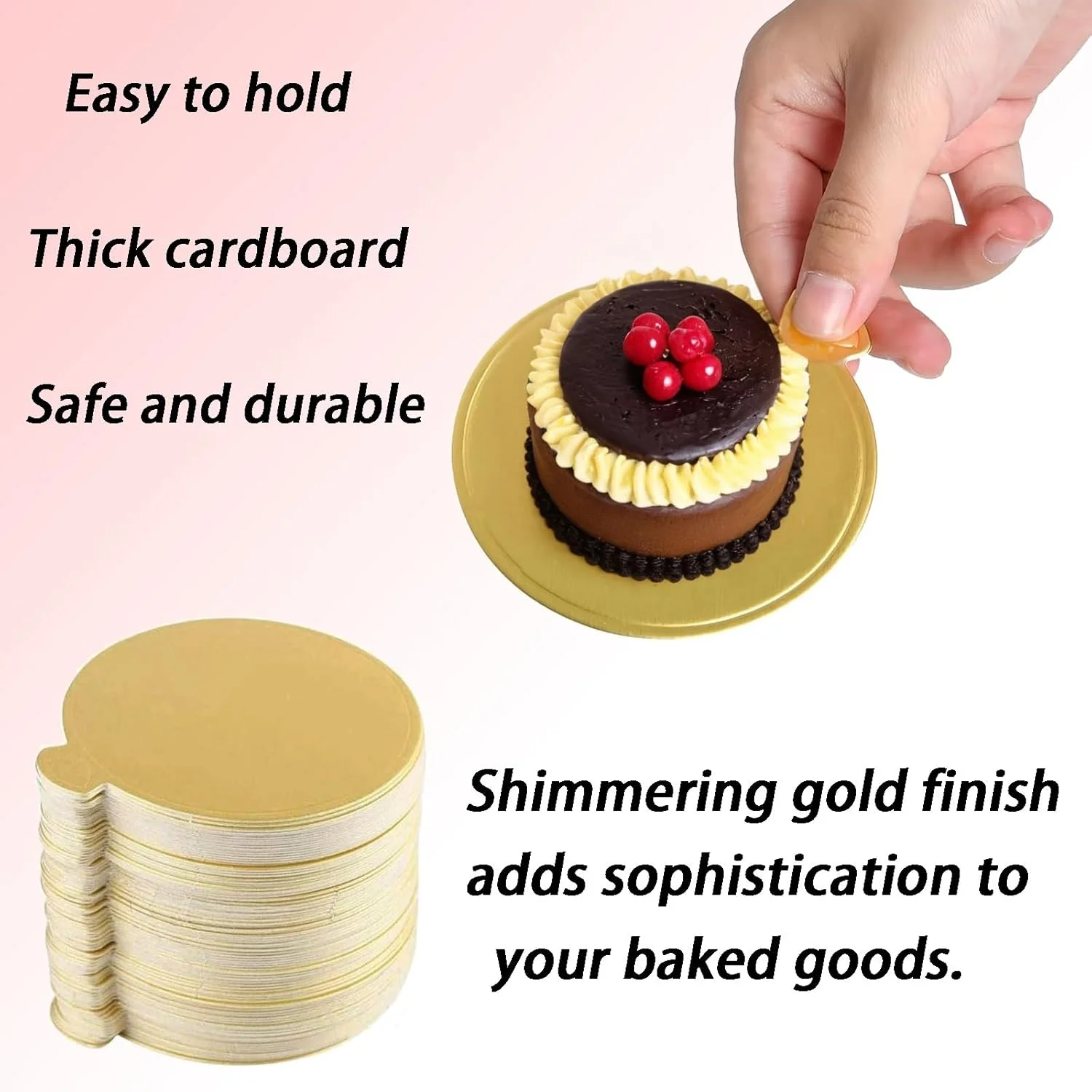 100 عدد تخته کیک مینی طلایی 9 سانتی متری، پایه عالی برای موس و کاپ کیک، روکش براق و زیبا برای تزئین شیرینی، لوازم پخت شیک برای استفاده خانگی و حرفه ای 100 عدد تخته کیک مینی طلایی 9 سانتی متری، پایه عالی برای موس و کاپ کیک، روکش براق و زیبا برای تزئین شیرینی، لوازم پخت شیک برای استفاده خانگی و حرفه ای