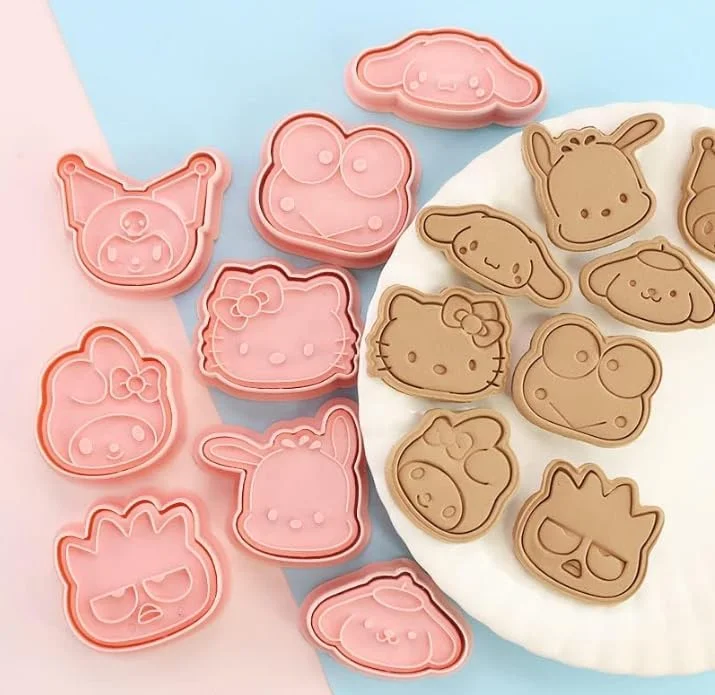 ست قالب کوکی گربه کیتی بامزه، ست 8 عددی قالب کوکی کارتونی برجسته، کیک پزی خودتان انجام دهید، شکر، شیرینی، لوازم پخت (شامل کاغذ روغنی)
