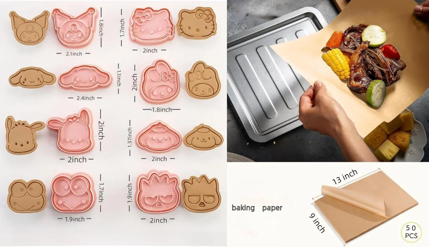 ست قالب کوکی گربه کیتی بامزه، ست 8 عددی قالب کوکی کارتونی برجسته، کیک پزی خودتان انجام دهید، شکر، شیرینی، لوازم پخت (شامل کاغذ روغنی)