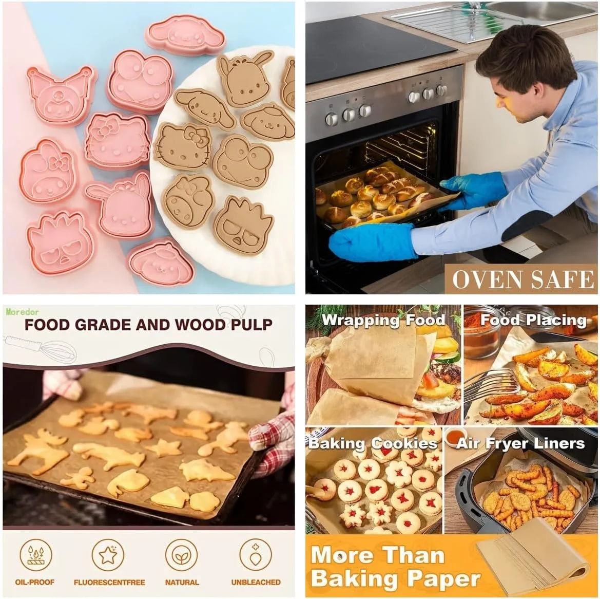 ست قالب کوکی گربه کیتی بامزه، ست 8 عددی قالب کوکی کارتونی برجسته، کیک پزی خودتان انجام دهید، شکر، شیرینی، لوازم پخت (شامل کاغذ روغنی)