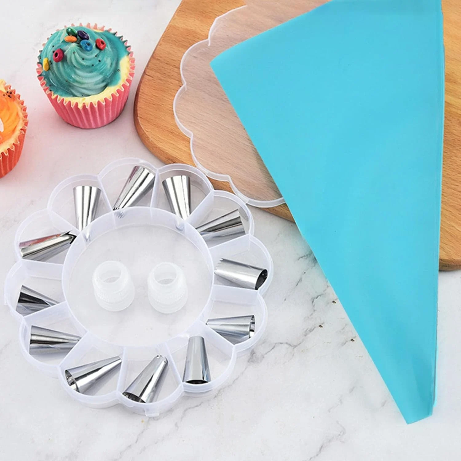 کیت نوک های ماسوره کیک | نوک های آیسینگ برای کیک - کیسه شیرینی پزی، 2 عدد اتصال دهنده، ابزار تزئین کیک برای تزئین کوکی های کاپ کیک، لوازم پخت کیت نوک های ماسوره کیک | نوک های آیسینگ برای کیک - کیسه شیرینی پزی، 2 عدد اتصال دهنده، ابزار تزئین کیک برای تزئین کوکی های کاپ کیک، لوازم پخت