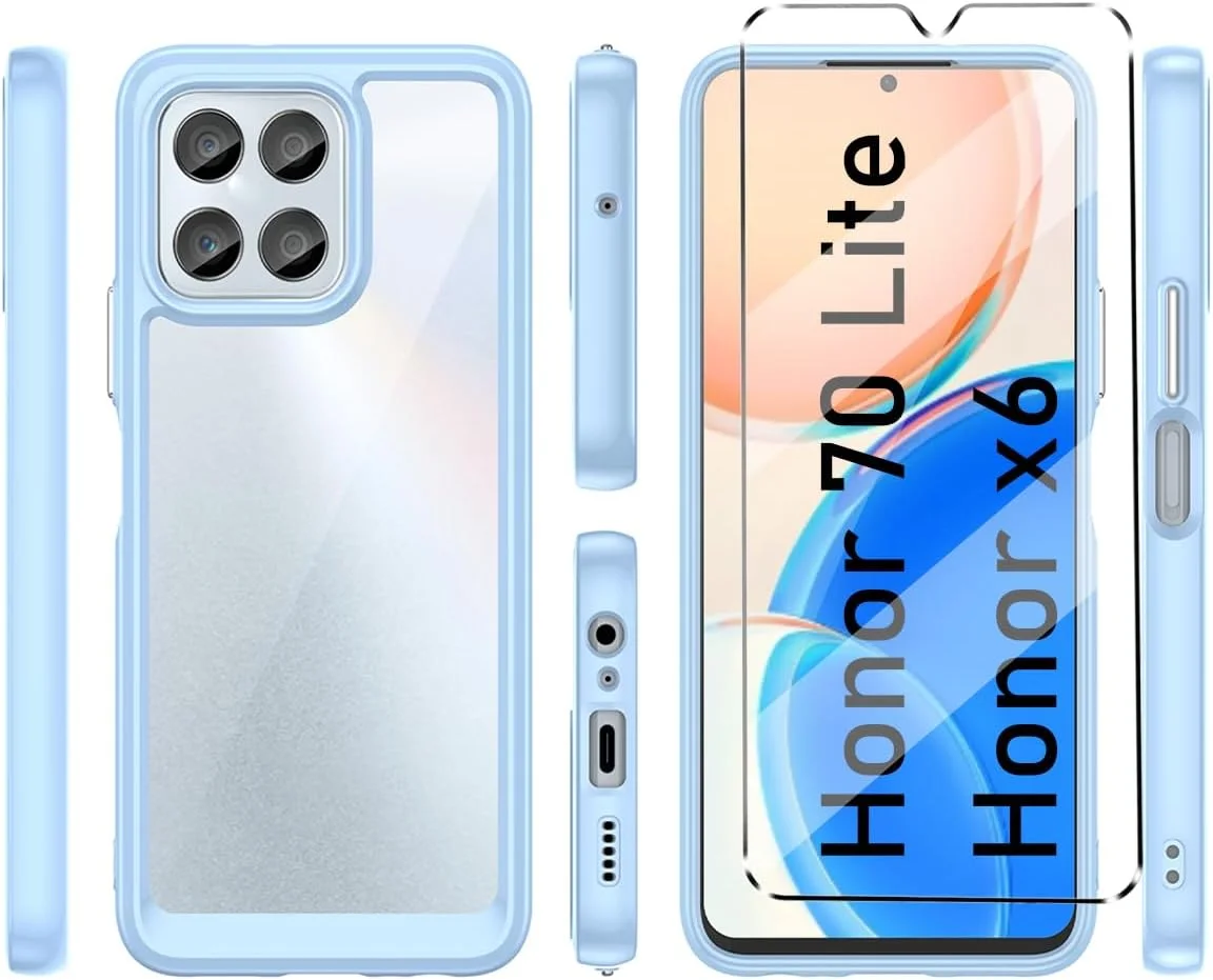 کاور به همراه یک محافظ صفحه شیشه ای برای گوشی های آنر 70 لایت، آنر X6 و آنر X6A، کاور محافظ گوشی برای آنر 70 لایت، آنر X6 و آنر X6A، کاور نرم و باریک TPU ضد ضربه و ضد خش - سرمه ای کاور به همراه یک محافظ صفحه شیشه ای برای گوشی های آنر 70 لایت، آنر X6 و آنر X6A، کاور محافظ گوشی برای آنر 70 لایت، آنر X6 و آنر X6A، کاور نرم و باریک TPU ضد ضربه و ضد خش - سرمه ای