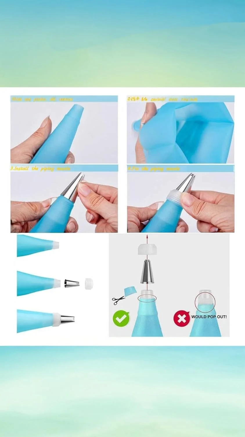 لوازم تزیین کیک - مجموعه کیسه و ماسوره قنادی برای پخت: کیسه های شیرینی پزی قابل استفاده مجدد، ماسوره های تزیینی، مبدل های استاندارد، اتصال دهنده های سیلیکونی، برای نیازهای تزیین کوکی ها، کیک ها و کاپ کیک ها لوازم تزیین کیک - مجموعه کیسه و ماسوره قنادی برای پخت: کیسه های شیرینی پزی قابل استفاده مجدد، ماسوره های تزیینی، مبدل های استاندارد، اتصال دهنده های سیلیکونی، برای نیازهای تزیین کوکی ها، کیک ها و کاپ کیک ها