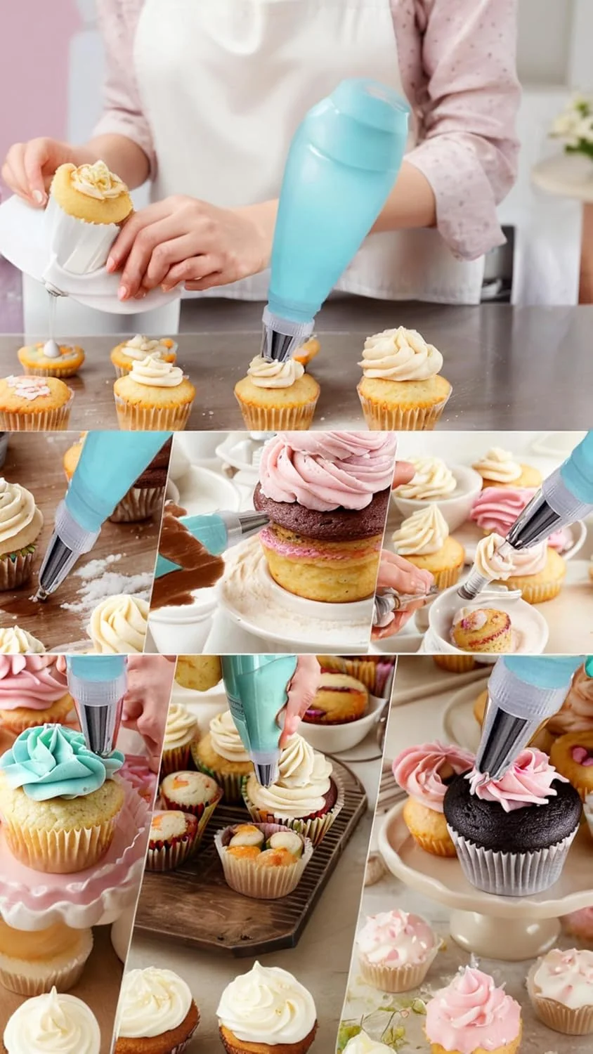 لوازم تزیین کیک - مجموعه کیسه و ماسوره قنادی برای پخت: کیسه های شیرینی پزی قابل استفاده مجدد، ماسوره های تزیینی، مبدل های استاندارد، اتصال دهنده های سیلیکونی، برای نیازهای تزیین کوکی ها، کیک ها و کاپ کیک ها لوازم تزیین کیک - مجموعه کیسه و ماسوره قنادی برای پخت: کیسه های شیرینی پزی قابل استفاده مجدد، ماسوره های تزیینی، مبدل های استاندارد، اتصال دهنده های سیلیکونی، برای نیازهای تزیین کوکی ها، کیک ها و کاپ کیک ها