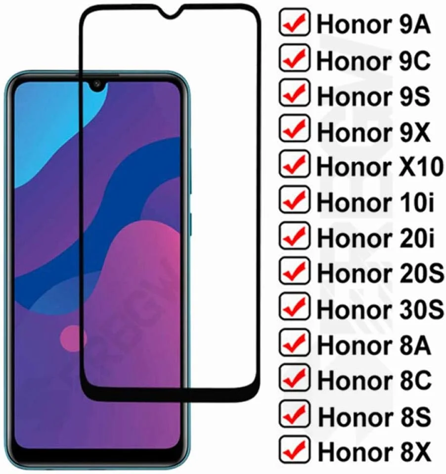 بسته 3 عددی محافظ شیشه ای MIBQM برای گوشی های Huawei Honor 9A 9C 9S 9X 8A 8C 8S 8X 10i 20i 20S 30S X10 Pro محافظ صفحه نمایش شیشه ای حرارت دیده برای Honor 8S