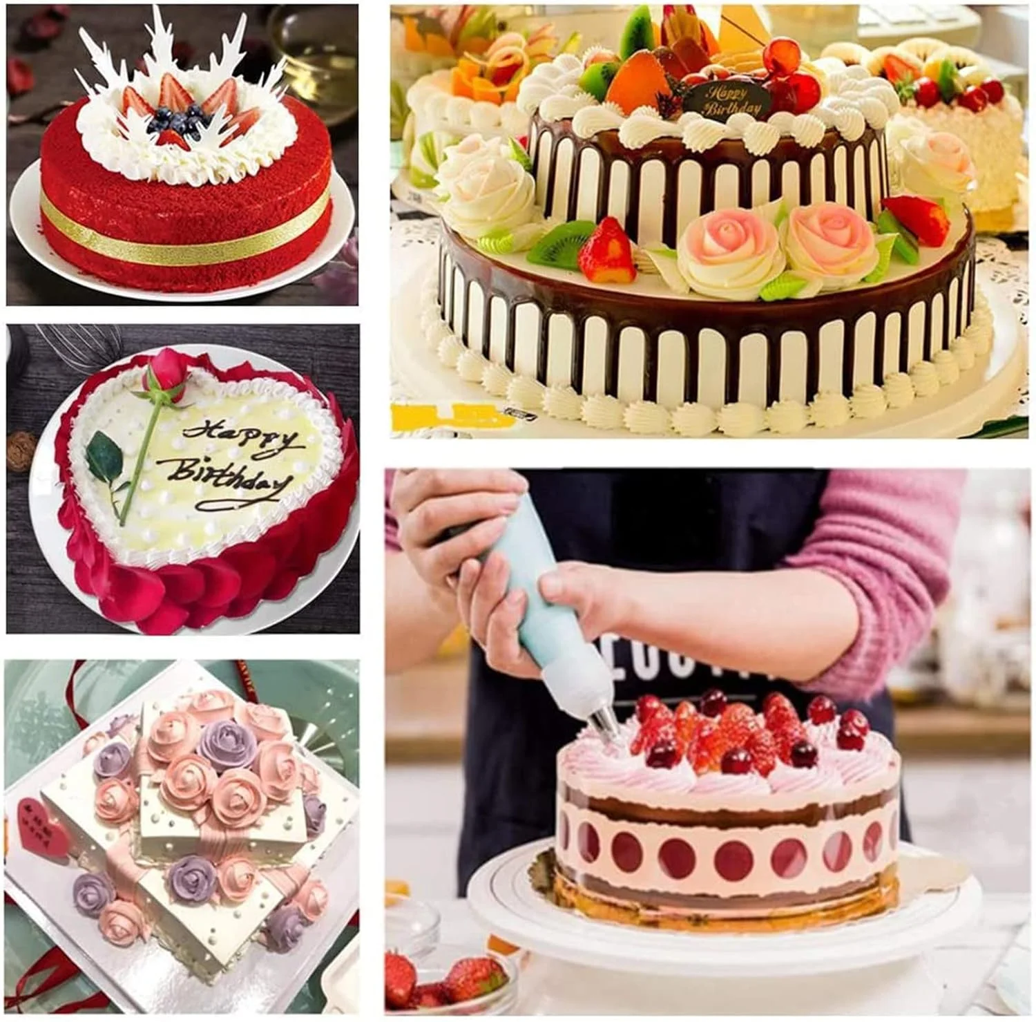 مجموعه 27 عددی قیف و ماسوره تزئین کیک Athu - کیسه های خامه با 24 ماسوره استیل و کیسه های شیرینی پزی قابل استفاده مجدد - کیت لوازم تزئین کیک