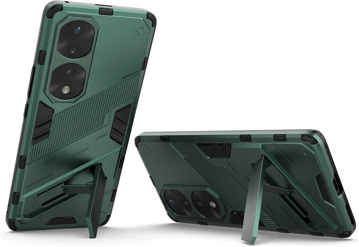 کیف محافظ گوشی QINOUK برای Honor 70 Pro، [ضد ضربه] [دارای پایه تاشو] TPU نرم و PC سخت، ضد خش، به همراه محافظ صفحه نمایش شیشه ای حرارت دیده [2 عددی]، برای Honor 70 Pro - سبز