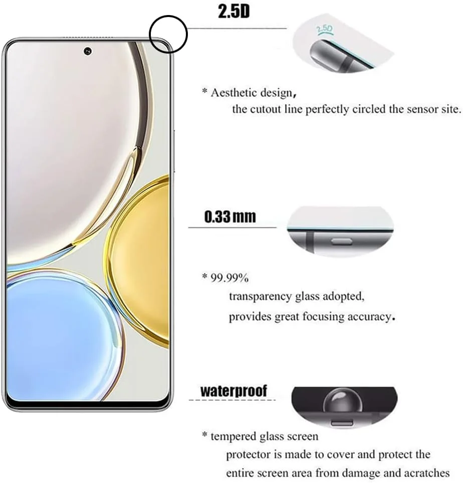 Tzstz Pack of 3 Screen Protectors for Honor Magic 4 Lite, 9H Hardness, Anti-Scratch, Honor Magic 4 Lite Tempered Glass Screen Protector