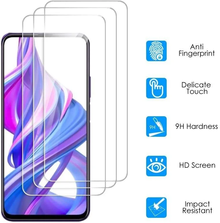 MIBQM Pack of 3 9H 2.5D Clear Tempered Glass for Huawei Honor 9 9i 9X 9X Pro Protective Film for Huawei Honor 9 Lite 9X Pro Screen Protector for Huawei Honor 9X Pro