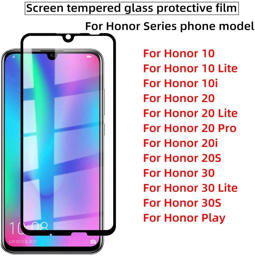 بسته 3 عددی محافظ صفحه نمایش شیشه ای حرارت دیده MIBQM، مناسب برای گوشی های آنر 10، 20، 30 لایت، 20 پرو، پلی، 10i، 20i، 30S