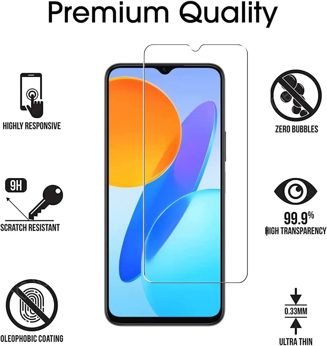 [بسته 3 عددی] محافظ صفحه نمایش شیشه ای حرارت دیده ZMONE برای گوشی آنر X6 / آنر X6s، وضوح بالا، مقاوم در برابر خش، بدون حباب و ضد اثر انگشت