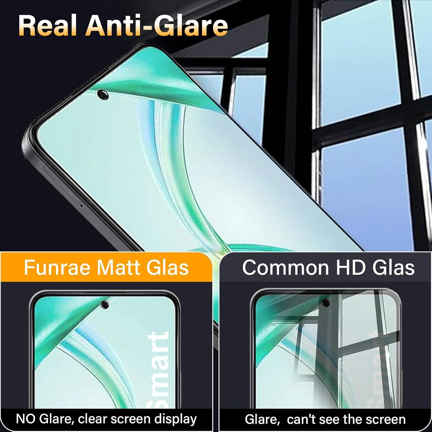 محافظ صفحه نمایش مات فول کاور Funrae برای گوشی های آنر 200/400 Smart/Honor x7C [2 عدد]، شیشه حرارت دیده مات ضد خش با سختی 9H، محافظ صفحه نمایش مات ضد اثر انگشت و ضد تابش نور