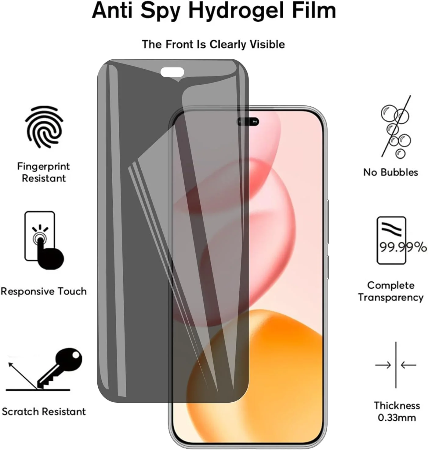 محافظ صفحه نمایش حریم خصوصی KUSINHOKA برای گوشی Honor 400 Pro 5G، [2 عدد] فیلم محافظ هیدروژل HD انعطاف پذیر، [ضد خش] محافظ صفحه نمایش حریم خصوصی برای Honor 400 Pro