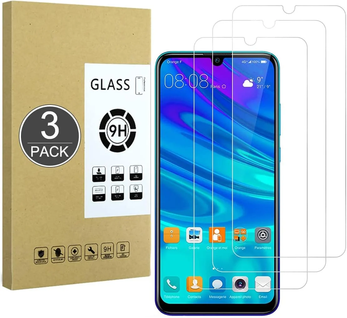 ای-حامی [3 عدد شیشه حرارت دیده ضد شکست 9H سازگار با Honor 10 Lite، [کریستال شفاف HD] فیلم محافظ صفحه نمایش 0.33 میلی متری برای Honor 10 Lite