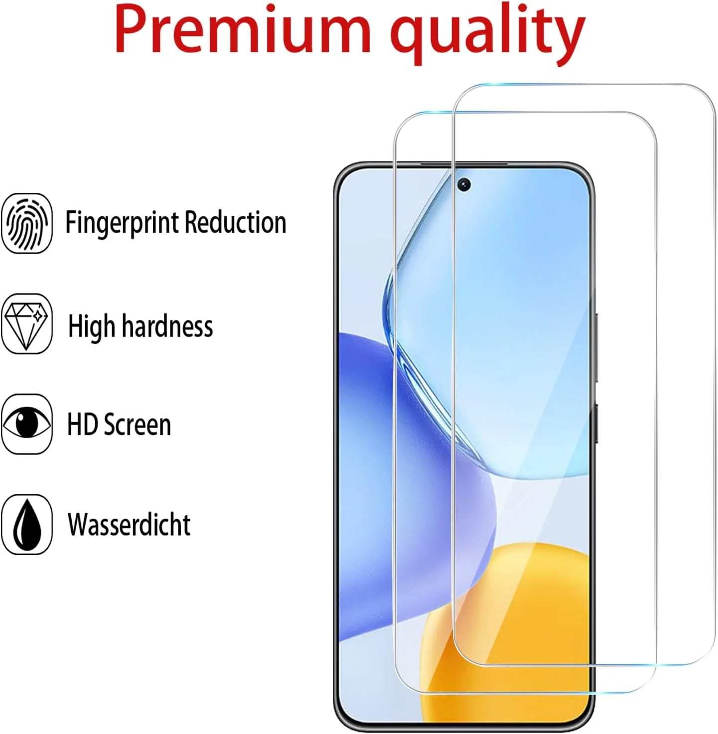 MGUEIAO [بسته 2+2 سازگار با Honor X60 GT شامل محافظ صفحه نمایش شیشه ای حرارت دیده و محافظ لنز دوربین، فیلم شیشه ای حرارت دیده تمام صفحه HD [ضد شکستن]