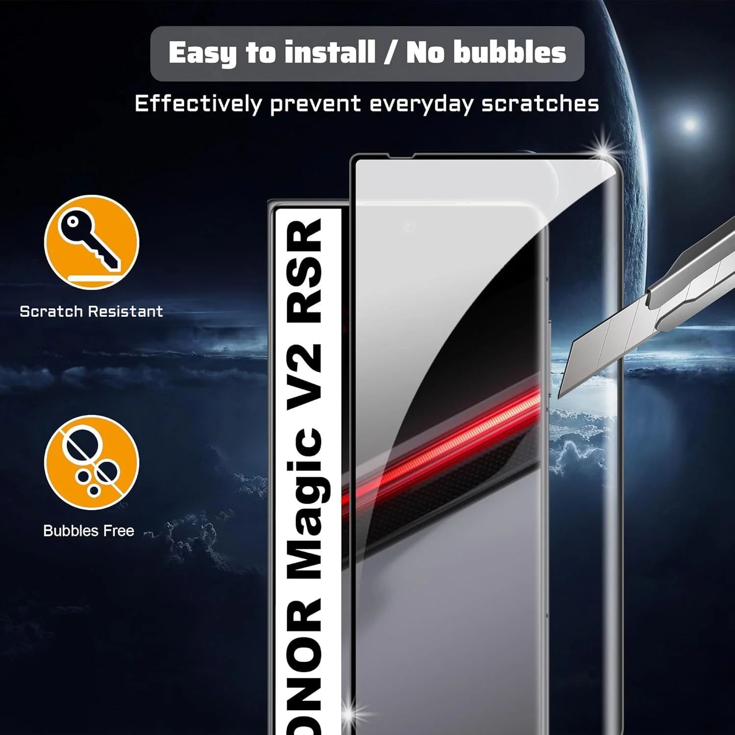 محافظ صفحه نمایش شیشه ای حرارت دیده Gruattreay سازگار با Honor Magic V2 RSR، [بسته 2+2] محافظ لنز دوربین شیشه ای حرارت دیده و محافظ صفحه نمایش ضد خش HD با سختی 9H