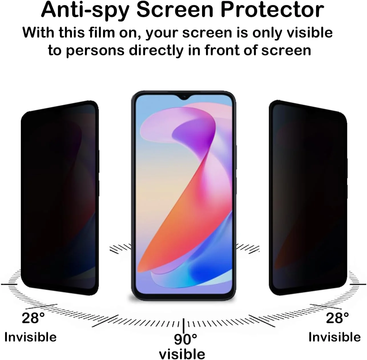 محافظ صفحه نمایش حریم خصوصی BCHKLAI برای Honor X6a [بسته 2 عددی]، فیلم شیشه ای حرارت دیده ضد جاسوسی، سختی 9H، ضد خش، ضد اثر انگشت، حساسیت بالا، محافظ صفحه نمایش ضد جاسوسی برای Honor X6a