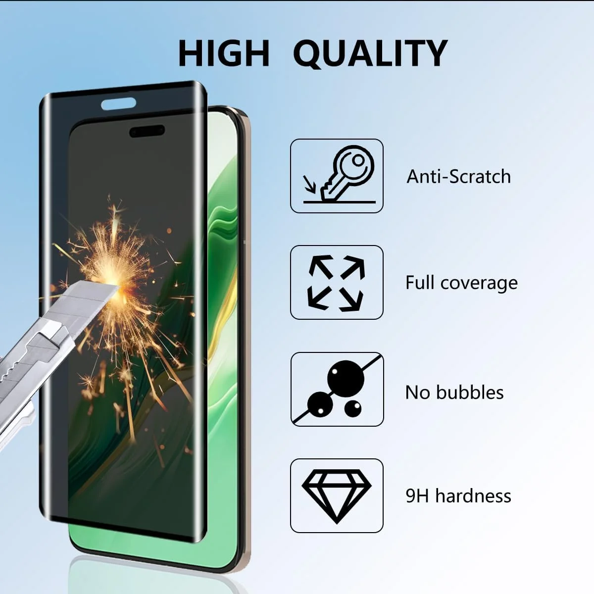 محافظ صفحه نمایش حریم خصوصی Bekiikoo برای گوشی آنر مجیک 6 پرو، شیشه حرارت دیده، فیلم ضد جاسوسی، ضد خش، پوشش کامل سه بعدی، محافظ صفحه نمایش شیشه ای حریم خصوصی برای آنر مجیک 6 پرو