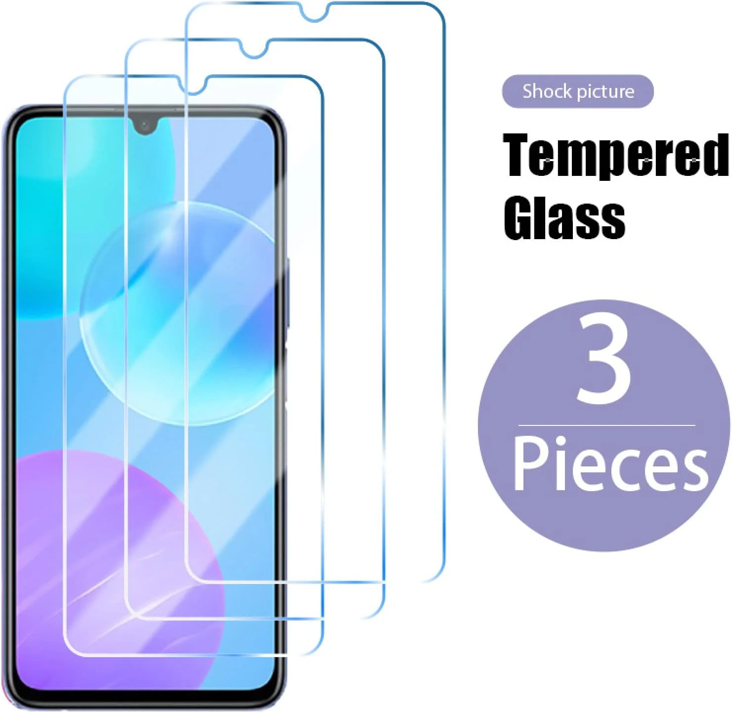 محافظ صفحه نمایش شیشه ای حرارت دیده Woowin بسته 3 عددی، مناسب برای گوشی های آنر 10 9 30 30 20 10X 9X 8 Lite 9S 8S 20 Pro 10 20 8X 9X 10i 30 20i، برای آنر 9X