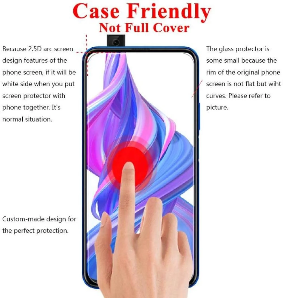 محافظ صفحه نمایش شیشه ای حرارت دیده MIBQM بسته 3 عددی برای گوشی های Huawei Honor 9X 20 Pro، فیلم شیشه ای برای Honor 9X Pro، شیشه محافظ برای Honor 9X