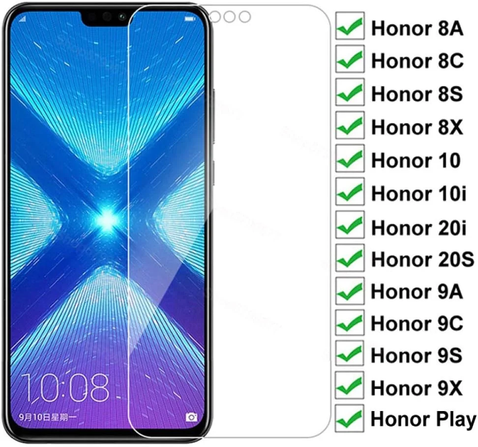 پک 3 عددی محافظ صفحه نمایش شیشه ای 9D برای گوشی های هوآوی Honor 8X 8A 8C 8S 9A 9C 9S 9X 10i 20i 20S Play