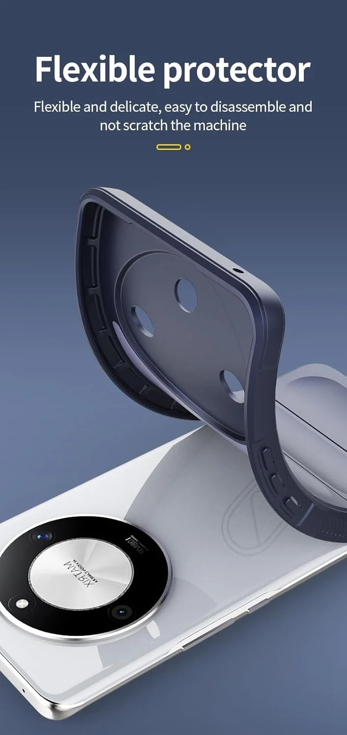 کاور محافظ گوشی GMUJIAO سازگار با Honor X50 5G، ضد لغزش، ضد ضربه، ضد خش، به همراه 2 محافظ صفحه نمایش شیشه ای حرارت دیده [مقاوم در برابر خراش] - آبی روشن