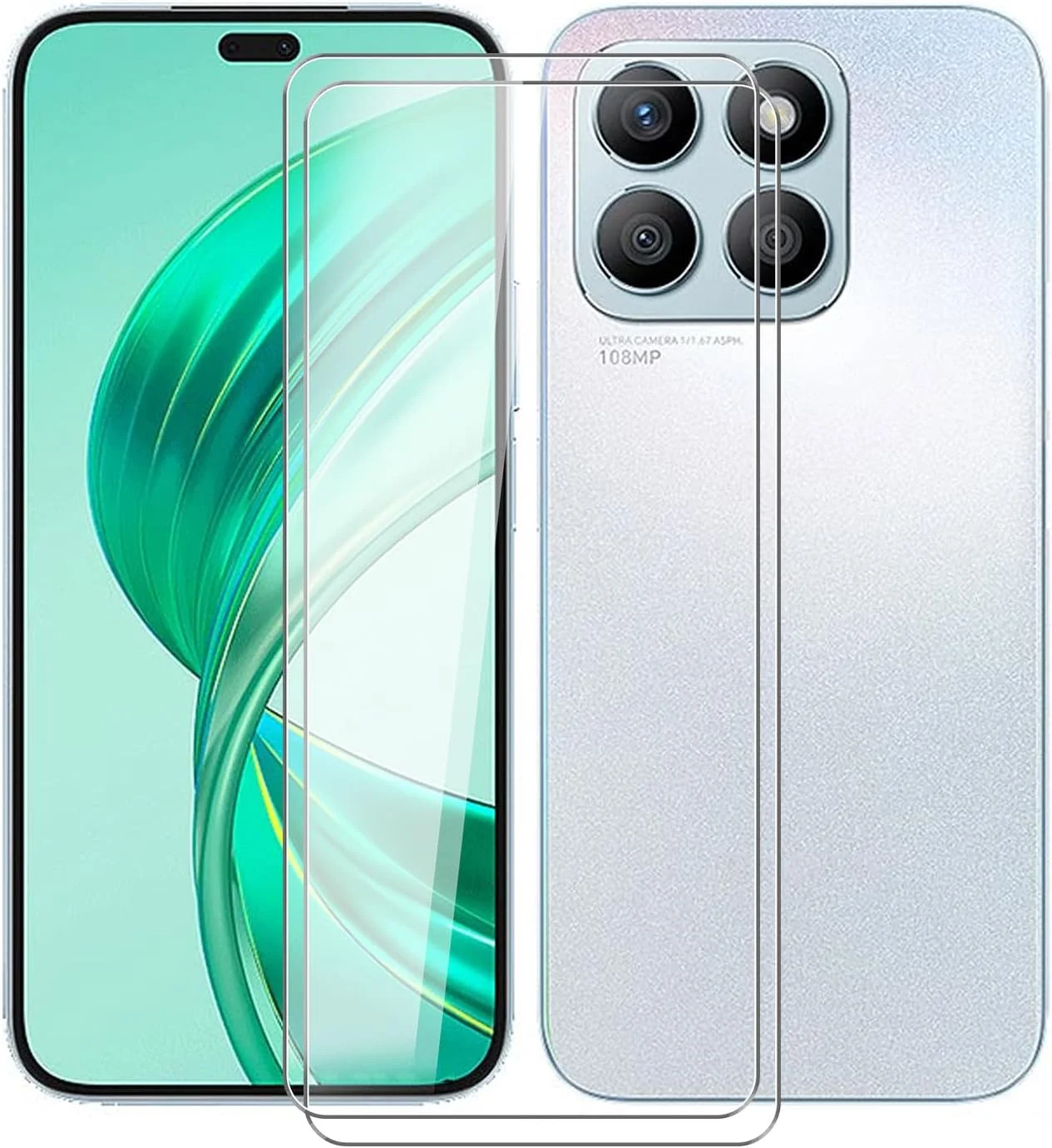 WXPPJ بسته 2 عددی محافظ صفحه نمایش HD برای گوشی آنر X8b مدل LLY-LX1/LX2/LX3 (6.70 اینچ)، سختی 9H، ضد اثر انگشت، حساس به لمس، محافظ صفحه شیشه ای حرارت دیده ضد خش برای آنر X8b