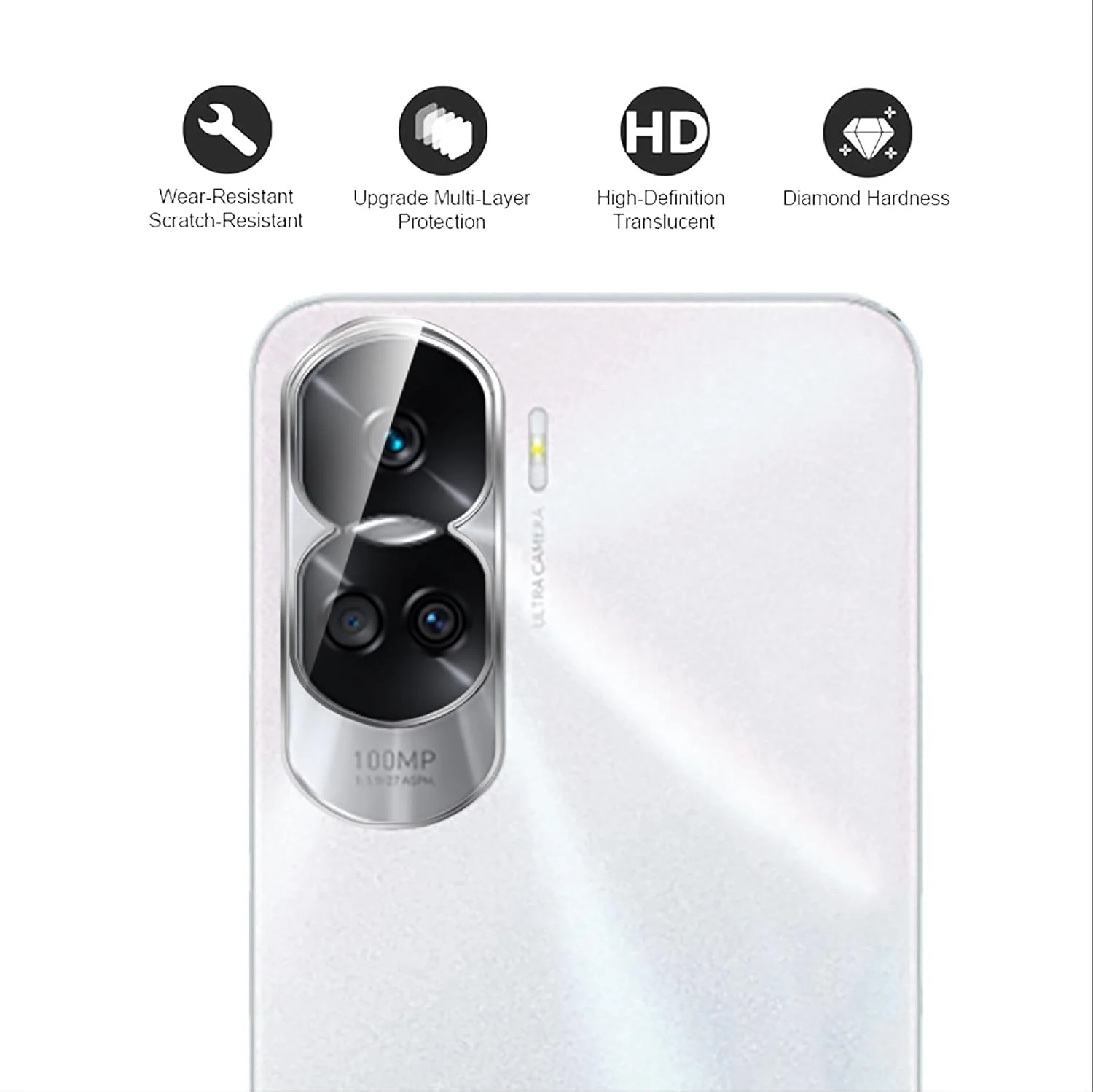 محافظ لنز دوربین با پوشش کامل GIOPUEY سازگار با Honor 90 Lite 5G، [بسته 3 عددی] شیشه حرارت دیده سه بعدی [بسیار شفاف] محافظ دوربین برای Honor 90 Lite 5G