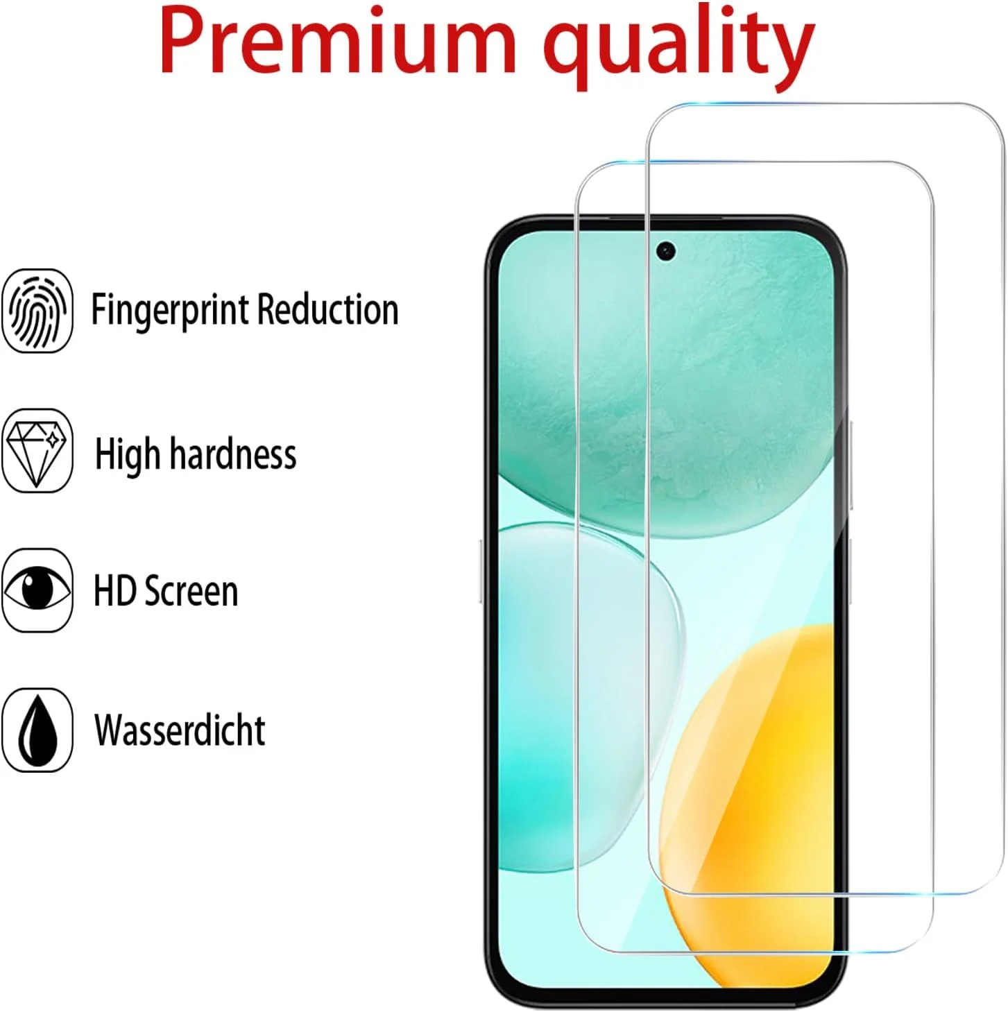 MGUEIAO [بسته 2+2 عددی] سازگار با گوشی Honor Play 60 شامل محافظ صفحه نمایش شیشه ای حرارت دیده و محافظ لنز دوربین، محافظ شیشه ای حرارت دیده [بدون حباب][شفافیت HD]