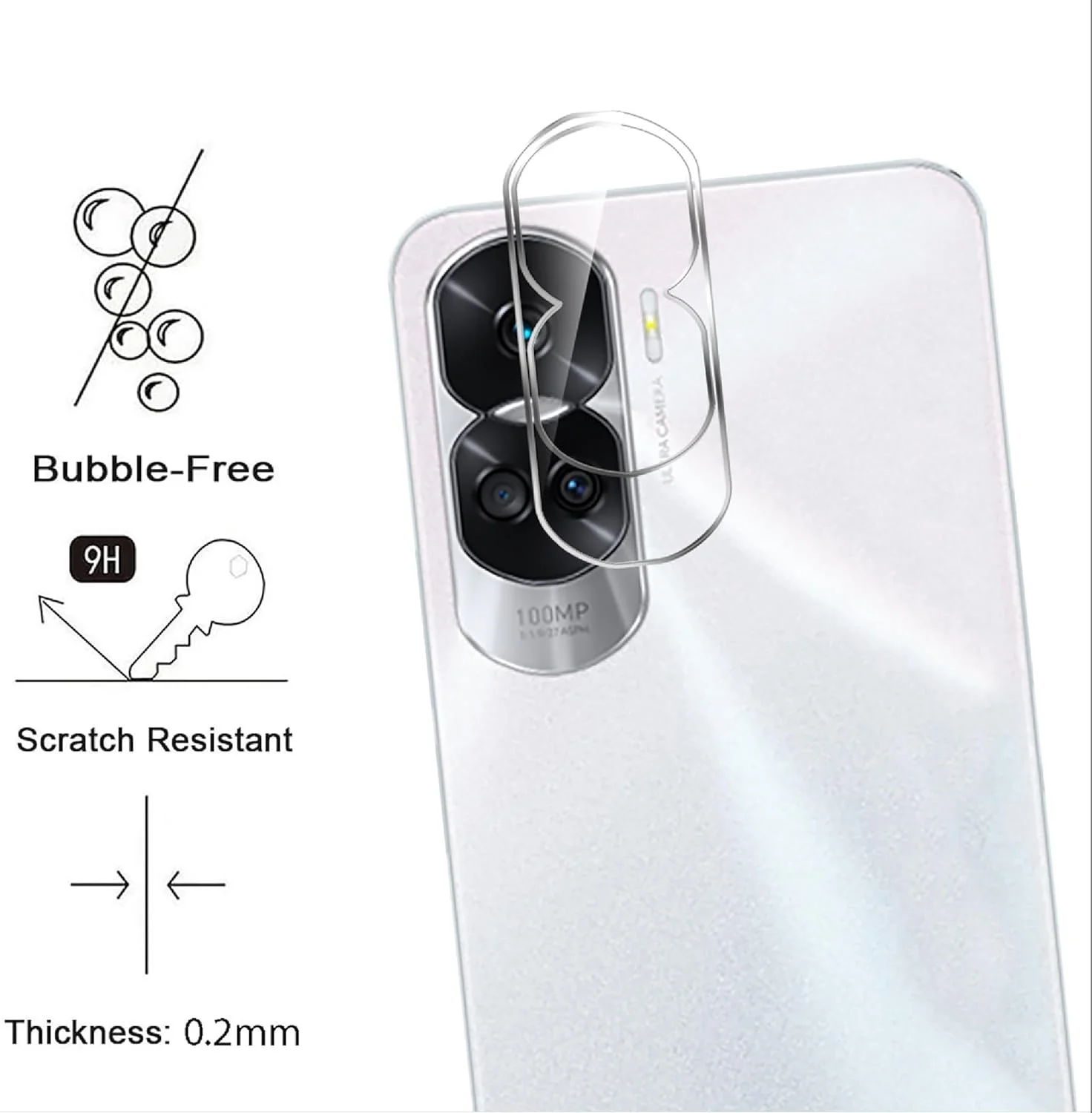 محافظ لنز دوربین با پوشش کامل GIOPUEY سازگار با Honor 90 Lite 5G، [بسته 3 عددی] شیشه حرارت دیده سه بعدی [بسیار شفاف] محافظ دوربین برای Honor 90 Lite 5G