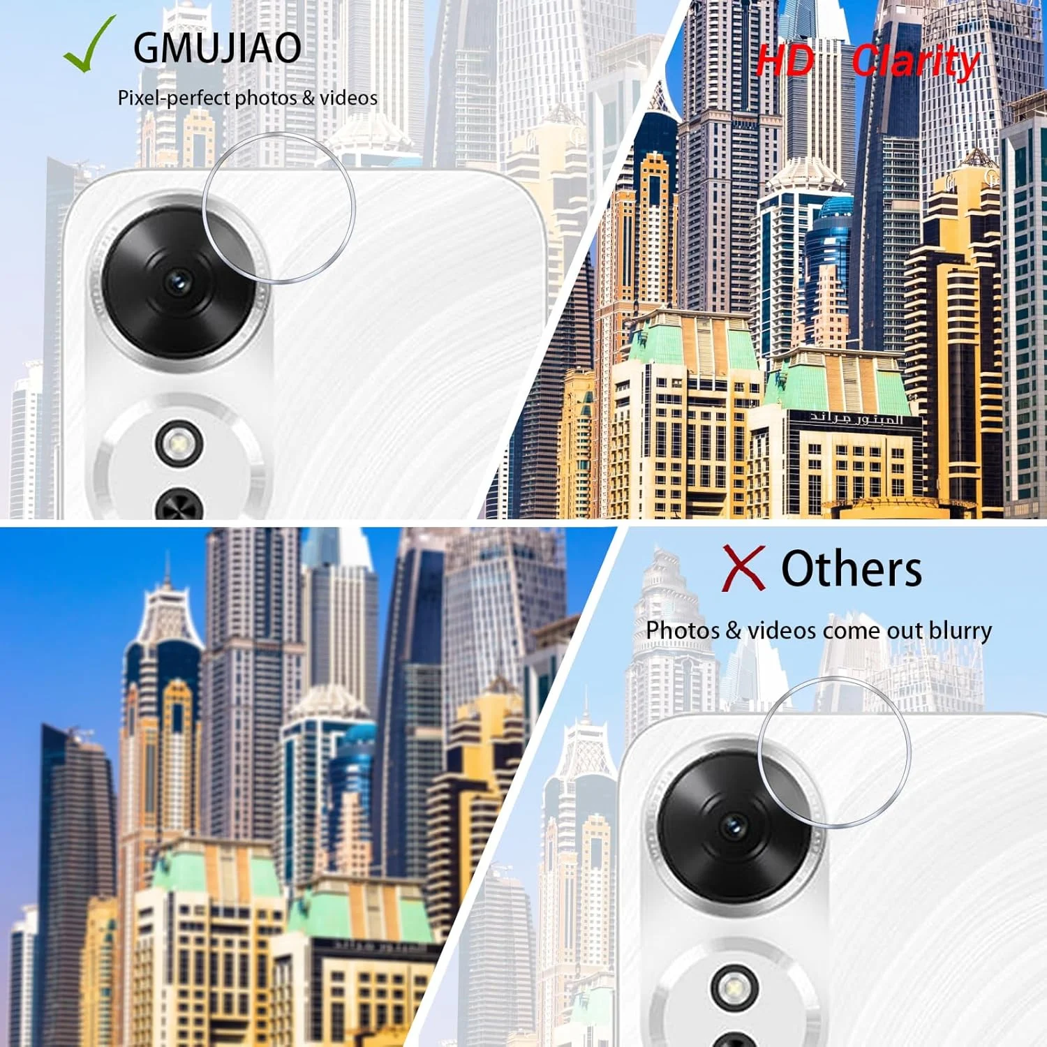 MGUEIAO [بسته 2+2 عددی] سازگار با گوشی Honor Play 60 شامل محافظ صفحه نمایش شیشه ای حرارت دیده و محافظ لنز دوربین، محافظ شیشه ای حرارت دیده [بدون حباب][شفافیت HD]