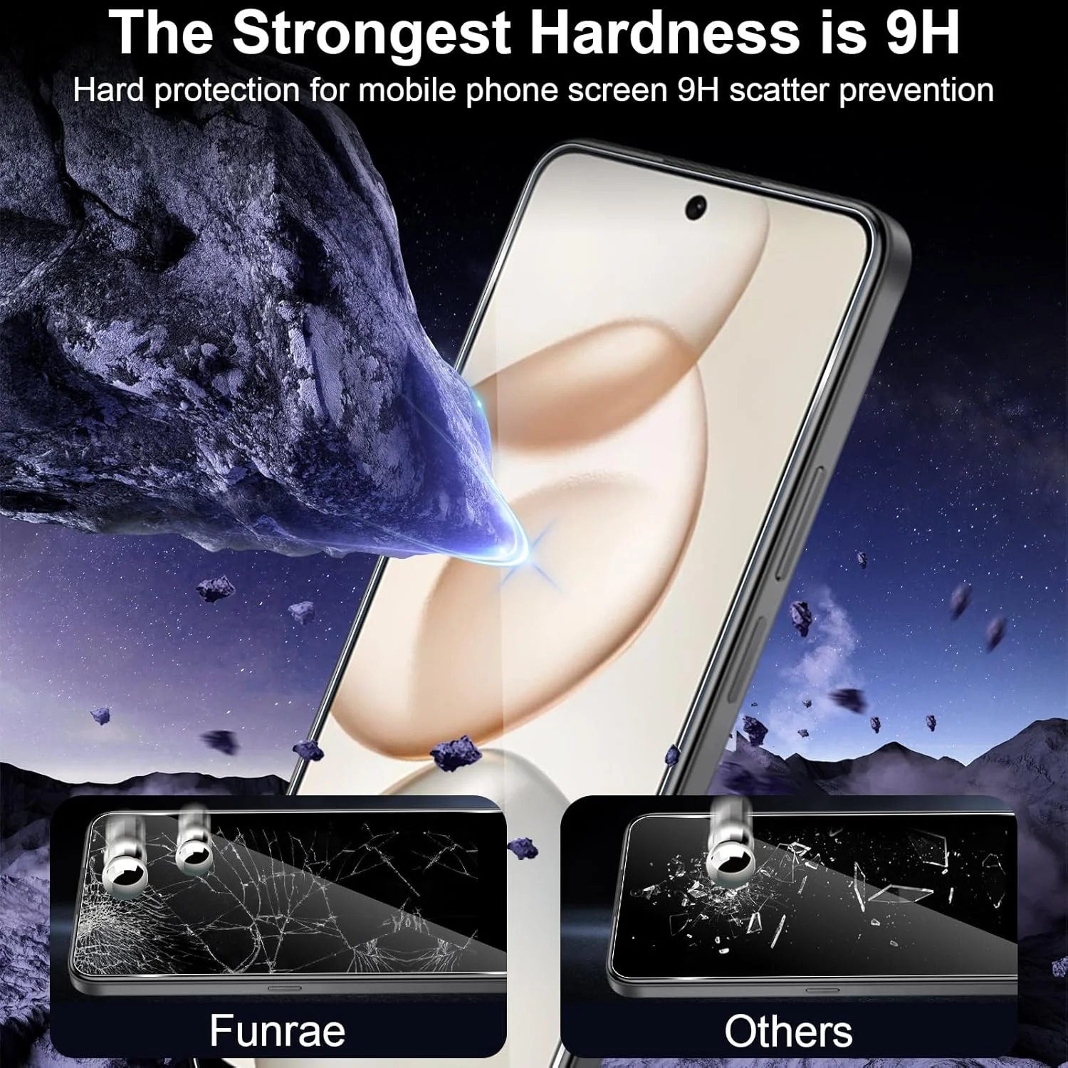 محافظ صفحه نمایش Funrae برای گوشی Honor 400 Smart، شیشه حرارت دیده با محافظ دوربین، 2 عدد فیلم 0.33 میلی متری با سختی 9H و 2 عدد محافظ دوربین فوق شفاف، محافظ صفحه نمایش ضد خش HD