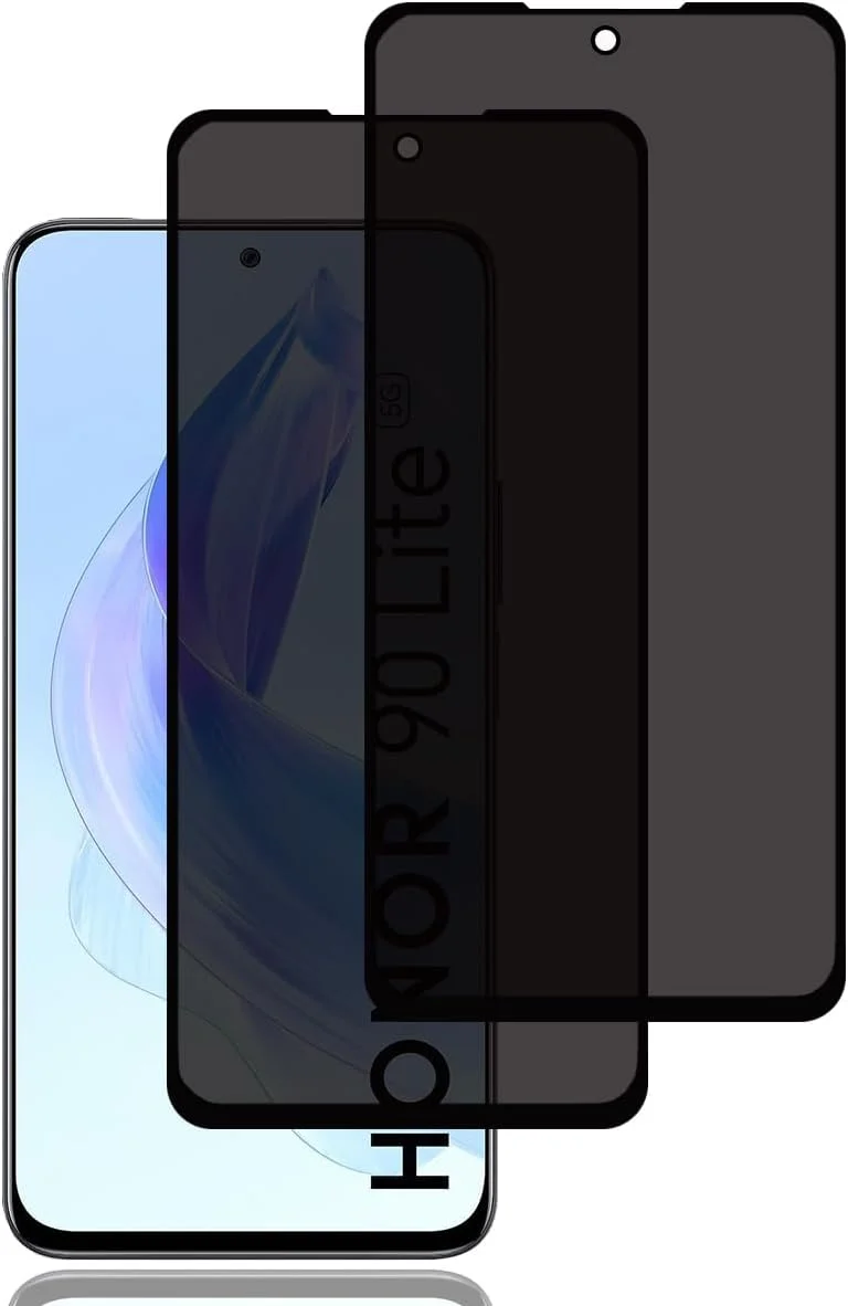 محافظ صفحه نمایش حریم خصوصی BCHKLAI برای Honor 90 lite [2 عدد]، فیلم شیشه ای حرارت دیده ضد جاسوسی، سختی 9H، ضد خش، ضد اثر انگشت، حساسیت بالا، محافظ صفحه نمایش ضد جاسوسی برای HONOR 90 lite