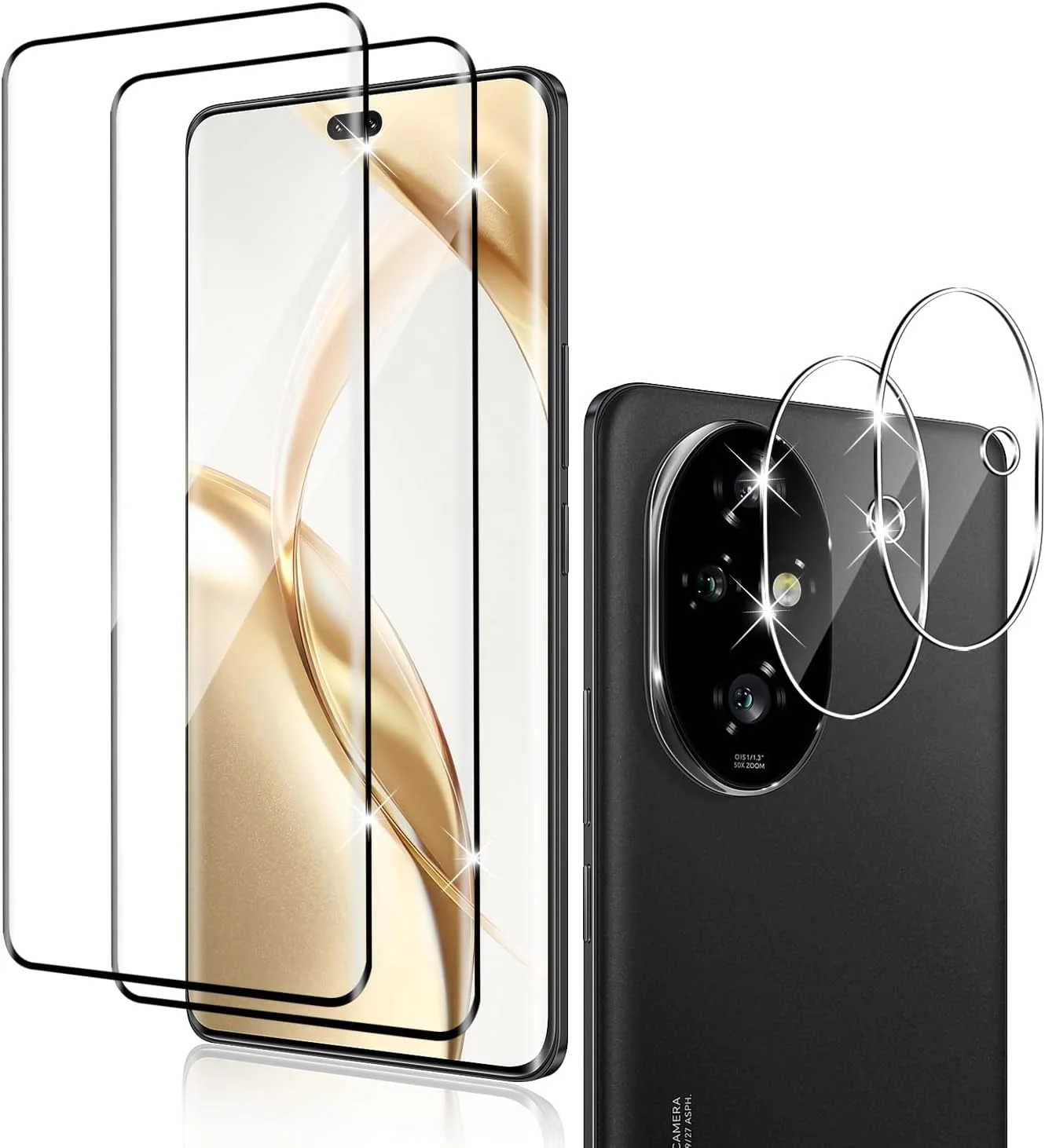 محافظ صفحه نمایش شیشه ای حرارت دیده Holilo برای Honor 200 Pro به همراه محافظ لنز دوربین عقب 【2 + 2 عدد】 غشای شیشه ای حرارت دیده مقاوم در برابر خراش با سختی 9H، فیلم محافظ صفحه نمایش HD بدون حباب