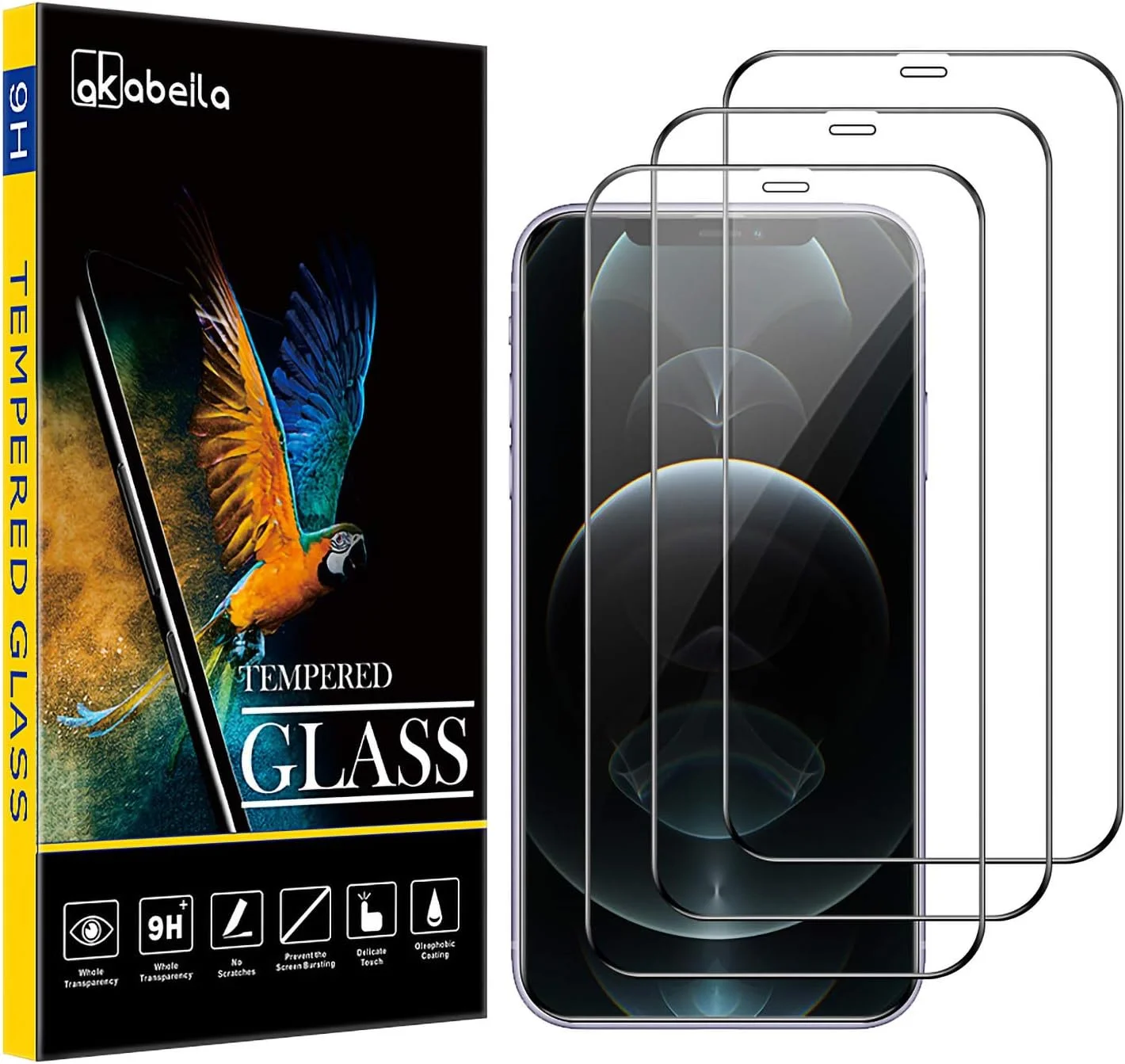 محافظ صفحه نمایش آکابیلا برای گوشی آنر 70 5G [بسته 3 عددی] شیشه حرارت دیده ممتاز [پوشش کامل] فیلم محافظ HD ضد حباب و ضد اثر انگشت [سختی 9H]