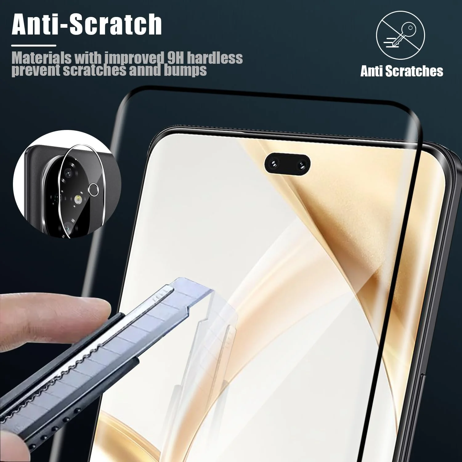 محافظ صفحه نمایش شیشه ای حرارت دیده Holilo برای Honor 200 Pro به همراه محافظ لنز دوربین عقب 【2 + 2 عدد】 غشای شیشه ای حرارت دیده مقاوم در برابر خراش با سختی 9H، فیلم محافظ صفحه نمایش HD بدون حباب