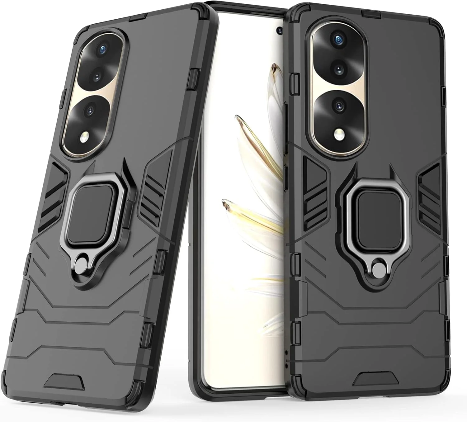 قاب محافظ ESTH® برای گوشی آنر 70 پرو/آنر 70 پرو+ به همراه 2 عدد محافظ صفحه نمایش، [پایه چرخان 360 درجه] [محافظت ضد سقوط با درجه نظامی]، سازگار با هولدر مغناطیسی خودرو، مشکی