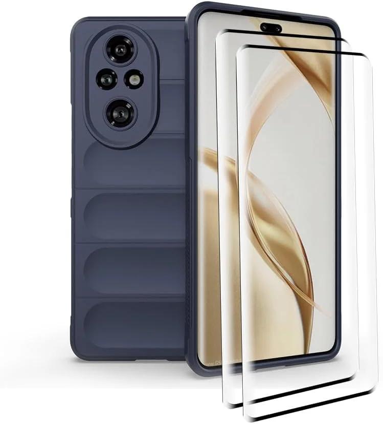 کاور محافظ ضد لغزش و ضد ضربه GMUJIAO مناسب برای آنر 200 با محافظ صفحه نمایش شیشه ای - آبی