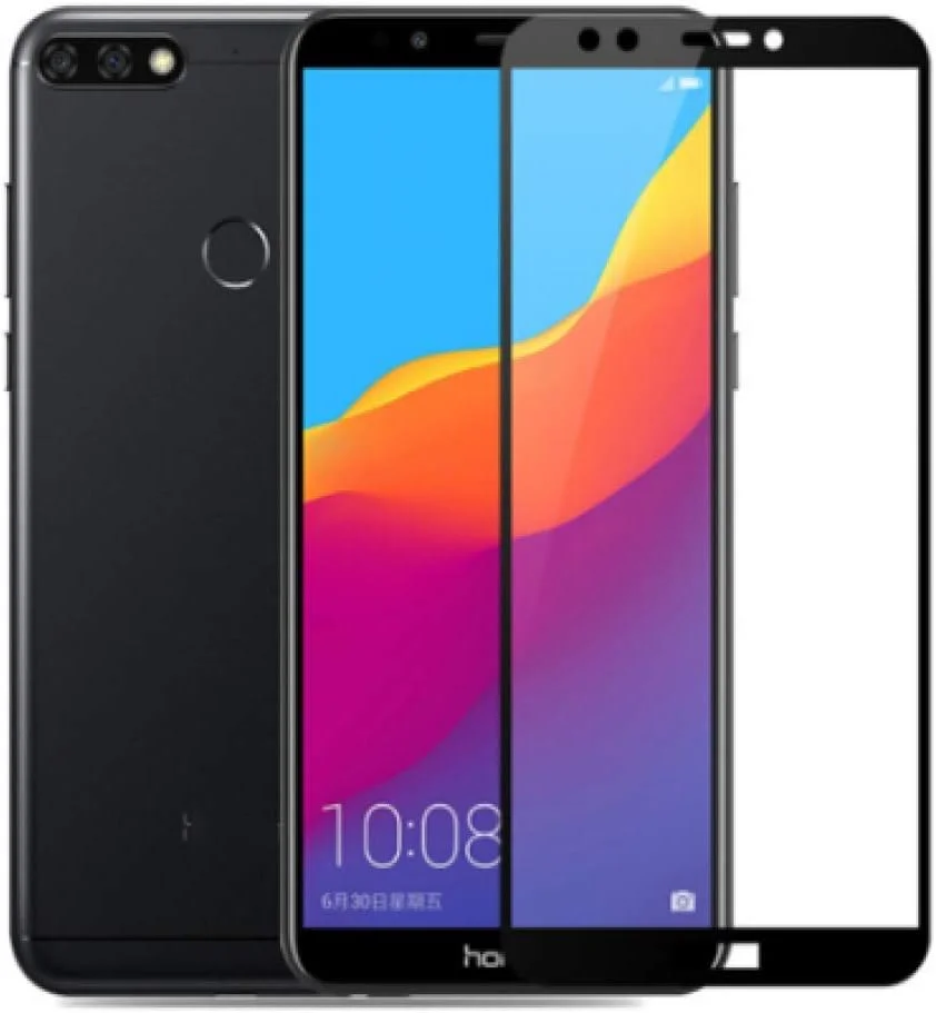 محافظ صفحه نمایش FHNLKFS، 3 عدد شیشه حرارت دیده شده برای Huawei Y7 2018، شیشه پوشش کامل برای Huawei Y7 2018، فیلم محافظ گوشی Huawei Honor 7C Pro 5.99