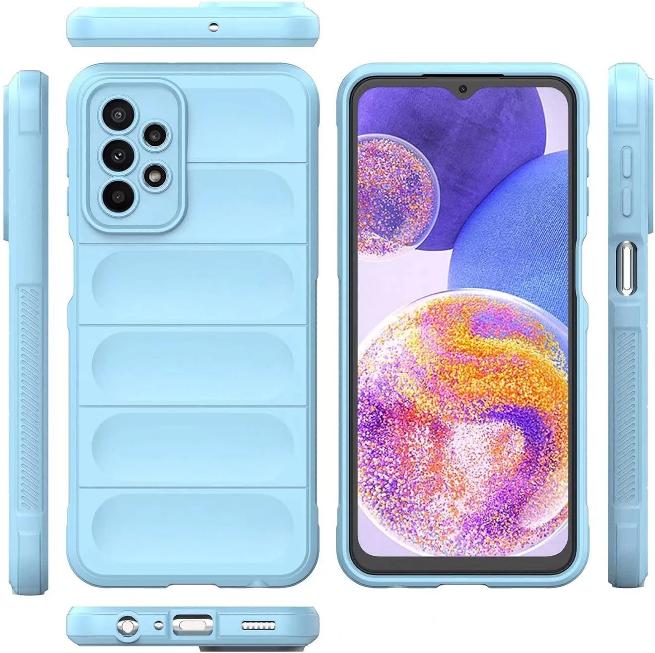 قاب گوشی QINOUK برای Honor 80، قاب TPU انعطاف پذیر ضد خش، طراحی 10 ایربگ نامرئی، به همراه [2 عدد] محافظ صفحه نمایش شیشه ای حرارت دیده، برای Honor 80 - آبی آسمانی