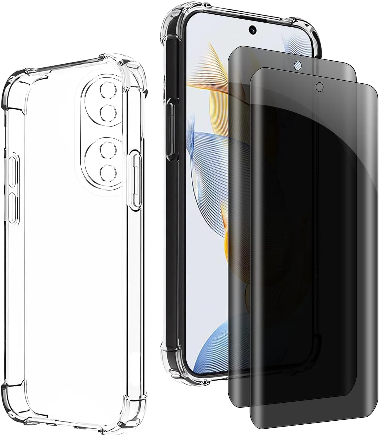 محافظ صفحه نمایش حریم خصوصی شیشه ای سخت شده Kiokyrgm برای گوشی Honor 90 5G، 1 عدد قاب TPU با 2 عدد شیشه سخت شده، شیشه 9H، فیلم ضد جاسوسی، قاب محافظ سیلیکونی شفاف، ضد زردی، باریک محافظ صفحه نمایش حریم خصوصی شیشه ای سخت شده Kiokyrgm برای گوشی Honor 90 5G، 1 عدد قاب TPU با 2 عدد شیشه سخت شده، شیشه 9H، فیلم ضد جاسوسی، قاب محافظ سیلیکونی شفاف، ضد زردی، باریک