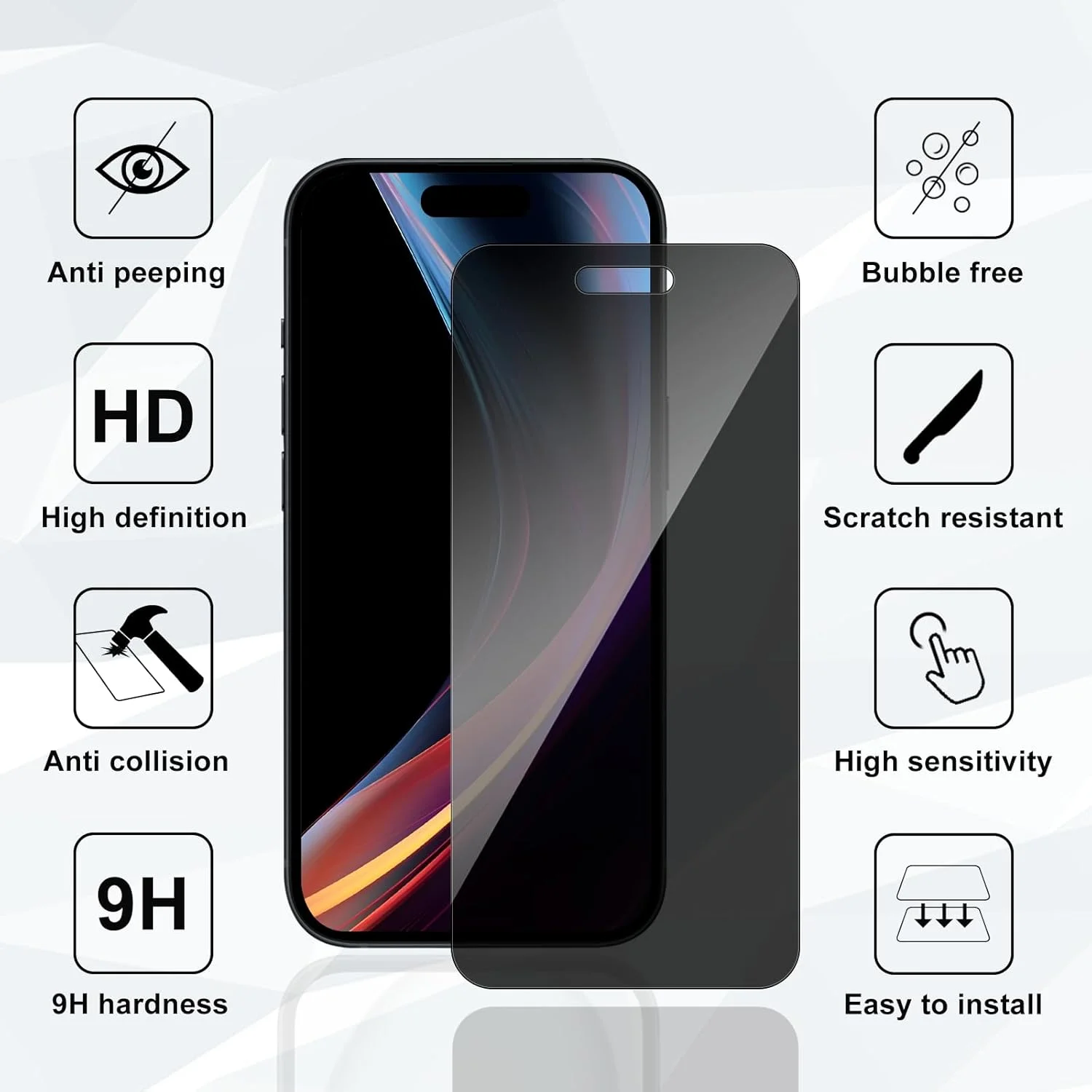 محافظ صفحه نمایش حریم خصوصی شیشه ای سخت شده Kiokyrgm برای گوشی Honor 90 5G، 1 عدد قاب TPU با 2 عدد شیشه سخت شده، شیشه 9H، فیلم ضد جاسوسی، قاب محافظ سیلیکونی شفاف، ضد زردی، باریک