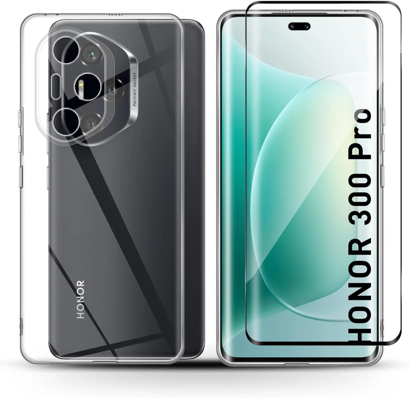 هولیو کاور سیلیکونی + محافظ صفحه نمایش برای گوشی آنر 300 پرو 5G، شیشه حرارت دیده سخت با درجه سختی 9H، کاور محافظ موبایل نازک و مقاوم در برابر خراش