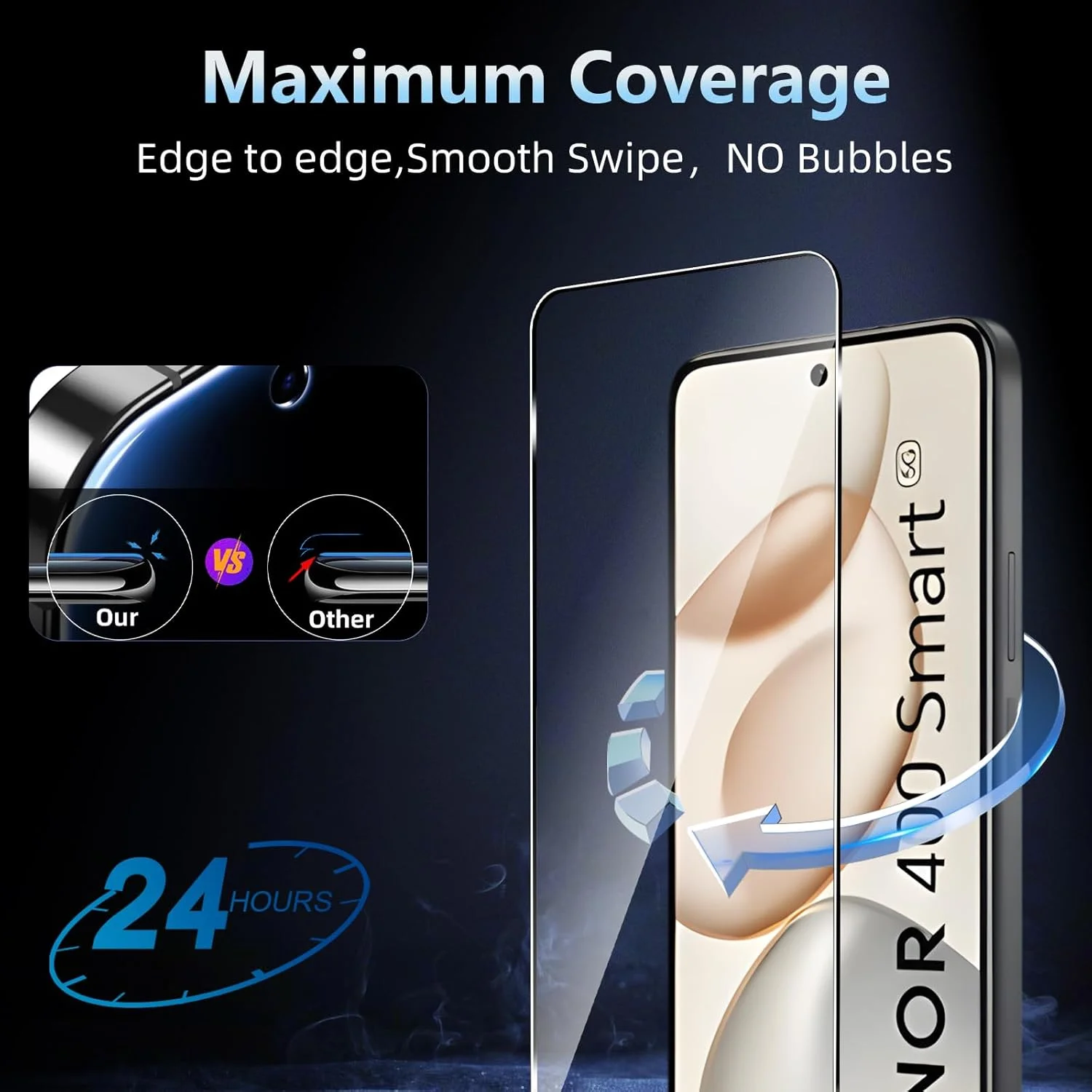 محافظ صفحه نمایش شیشه ای حرارت دیده داتری مدل 400 Smart مناسب برای گوشی آنر، 3 عدد محافظ صفحه و 3 عدد محافظ لنز دوربین، سختی 9H، ضد خش و مقاوم