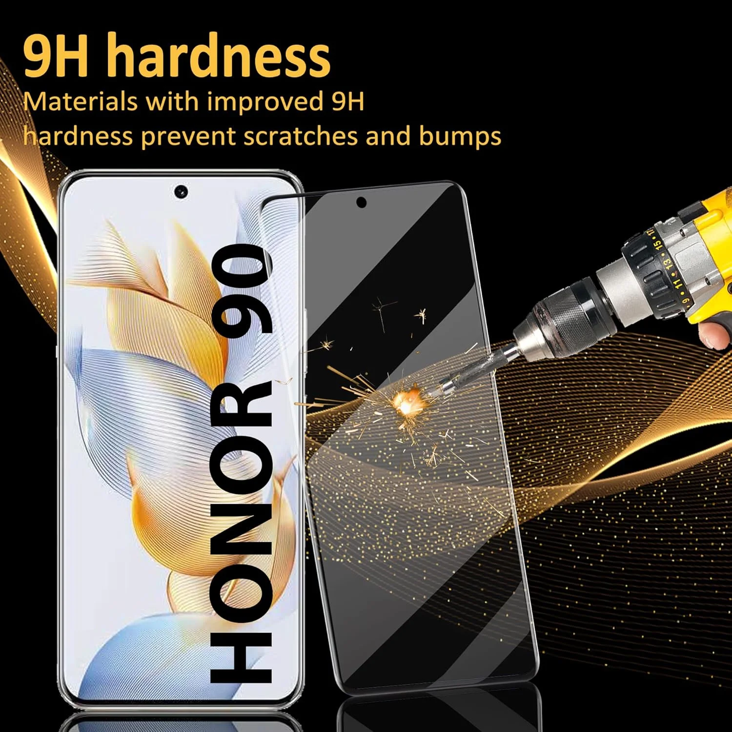 محافظ صفحه نمایش شیشه ای حرارت دیده برای گوشی آنر 90، بسته 2 عددی [6.70 اینچ] + محافظ لنز دوربین HD شفاف، بسته 2 عددی، سختی 9H، سازگار با باز کردن قفل اثر انگشت، HD شفاف