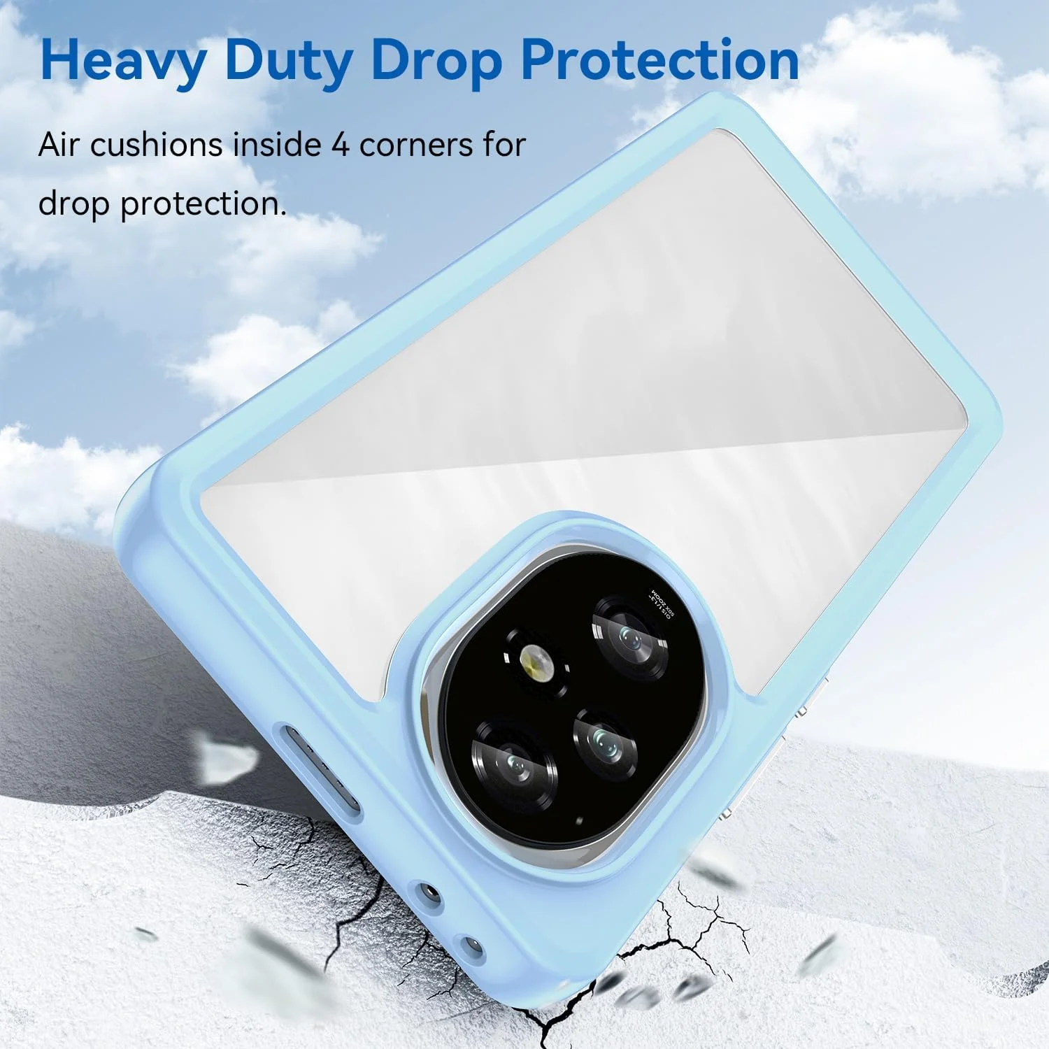 کاور محافظ گوشی GMUJIAO سازگار با Honor 200، کاور محافظ شفاف با فریم PC/TPU، کاور گوشی TPU+PC به همراه 2 محافظ صفحه نمایش شیشه ای حرارت دیده [مقاوم در برابر خراش] - آبی