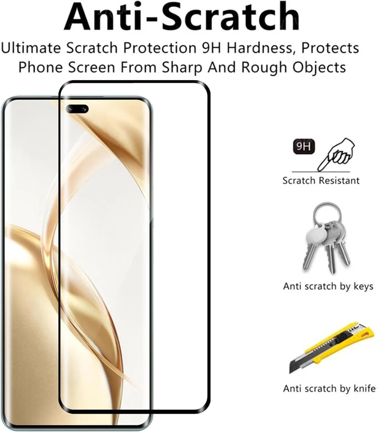 محافظ صفحه نمایش KUSINHOKA برای گوشی Honor 200 Pro 5G، بسته 2 عددی، لبه منحنی سه بعدی HD تمام صفحه [ضد خش]، شیشه حرارت دیده با سختی 9H، ضد خرد شدن و بدون حباب